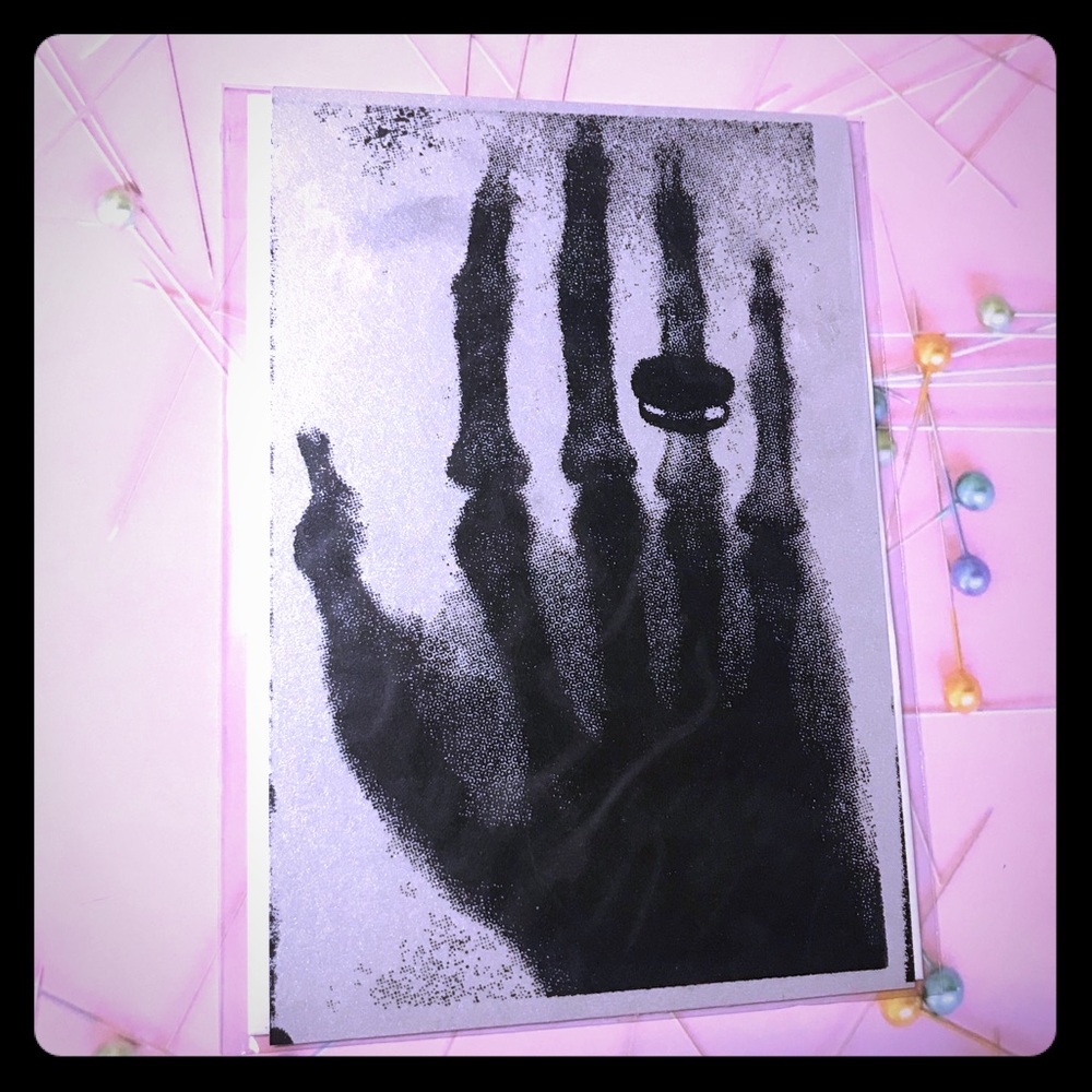 Handmade Letterpress Skeleton Hand Print – Memento Mori Art (Paper Color Varies)
